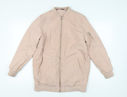 Womens UK Size 12 Miss Selfridge Beige Bomber Jacket