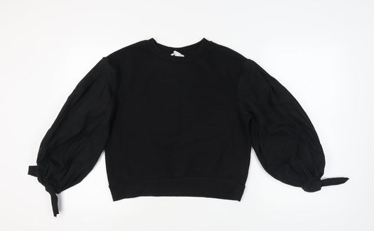 H&M Women's Black Cotton Pullover Sweatshirt, Size S