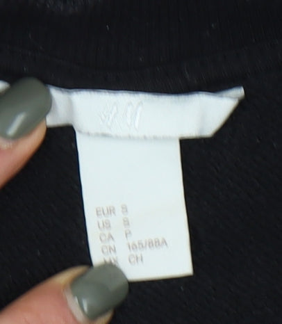 H&M Women's Black Cotton Pullover Sweatshirt, Size S