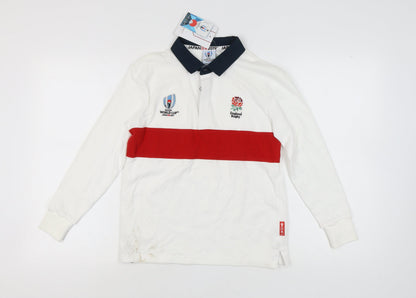 Boys Rugby World Cup Polo, White, 11-12 Years, Cotton