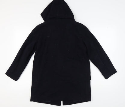 School Scene Boys Black Hooded Duffle Coat 11-12 Years