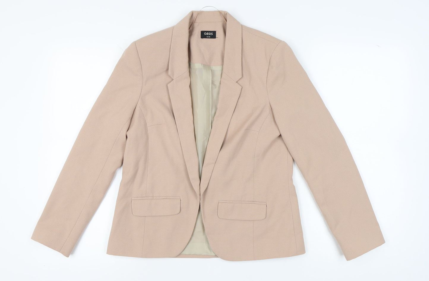 Oasis Women's Beige Blazer Size 12 Regular Notch Lapel