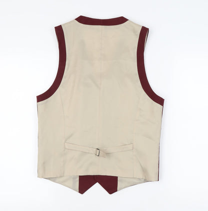 ASOS DESIGN Men's Red Waistcoat, Size 40L  Linen Blend