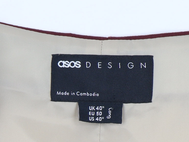 ASOS DESIGN Men's Red Waistcoat, Size 40L  Linen Blend