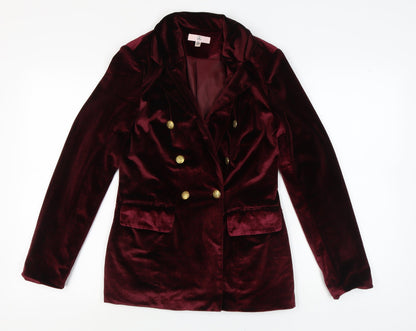 Missguided Women's Burgundy Velvet Blazer, Size 8, Double-Breasted