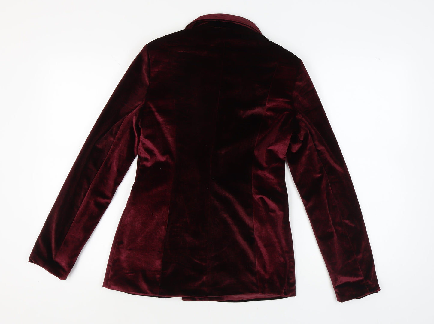 Missguided Women's Burgundy Velvet Blazer, Size 8, Double-Breasted