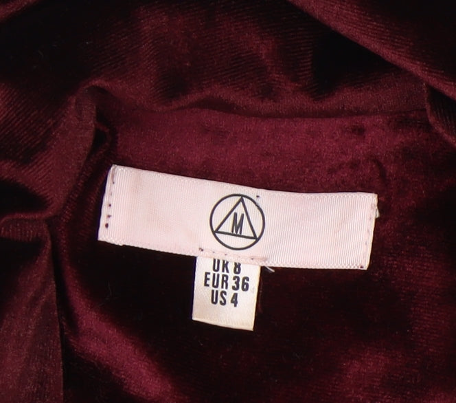 Missguided Women's Burgundy Velvet Blazer, Size 8, Double-Breasted
