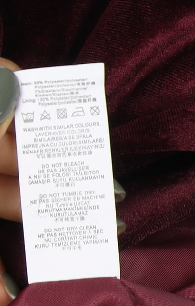 Missguided Women's Burgundy Velvet Blazer, Size 8, Double-Breasted