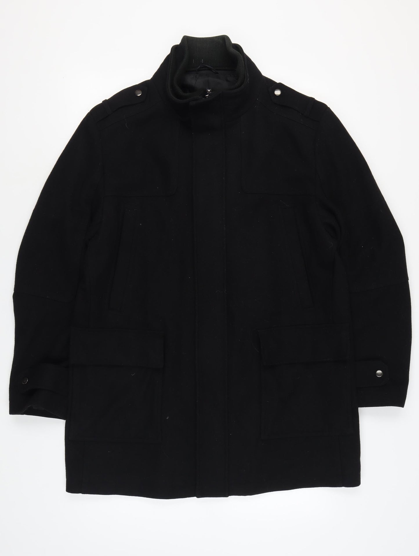 Austin Reed Men's Black Wool Military Jacket L