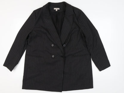 H&M Women Black XL Pinstripe Blazer