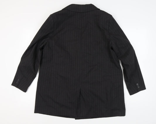 H&M Women Black XL Pinstripe Blazer