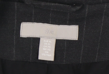 H&M Women Black XL Pinstripe Blazer