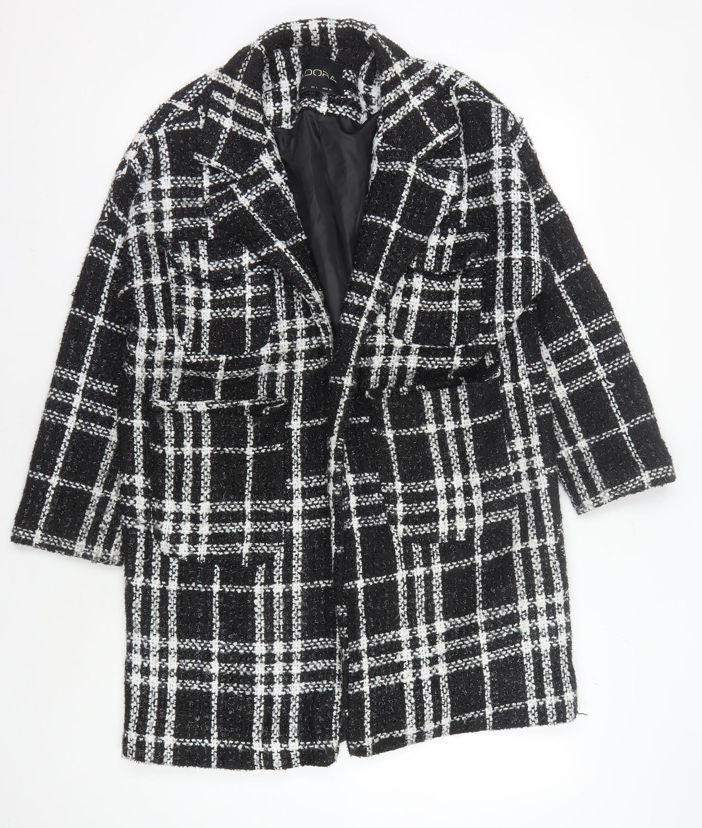 Adora Women's Black Check Coat - Size L