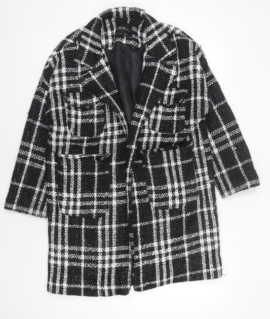 Adora Women's Black Check Coat - Size L