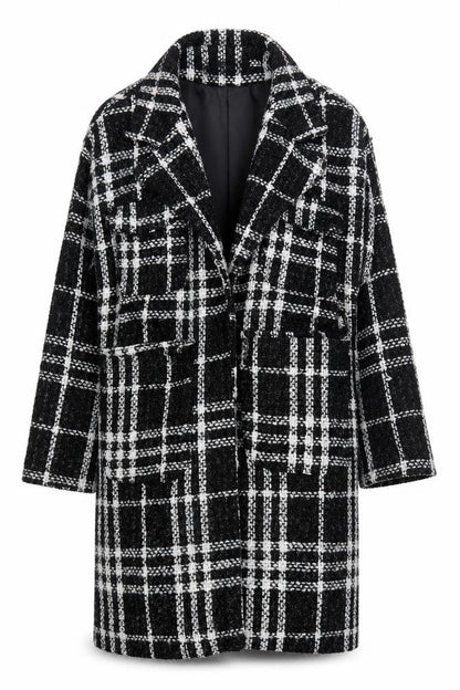 Adora Women's Black Check Coat - Size L