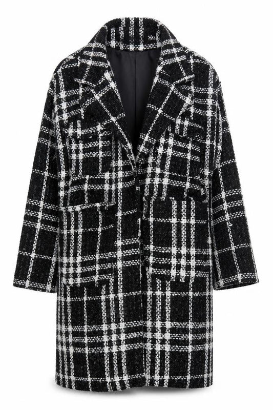 Adora Women's Black Check Coat - Size L