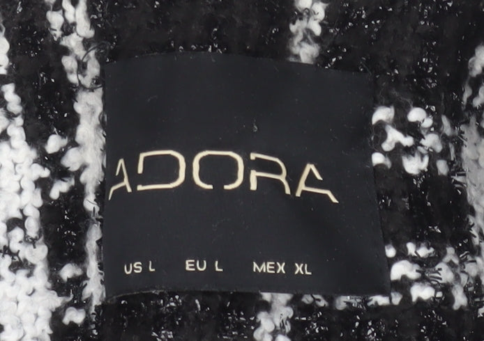 Adora Women's Black Check Coat - Size L