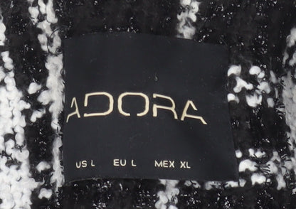 Adora Women's Black Check Coat - Size L