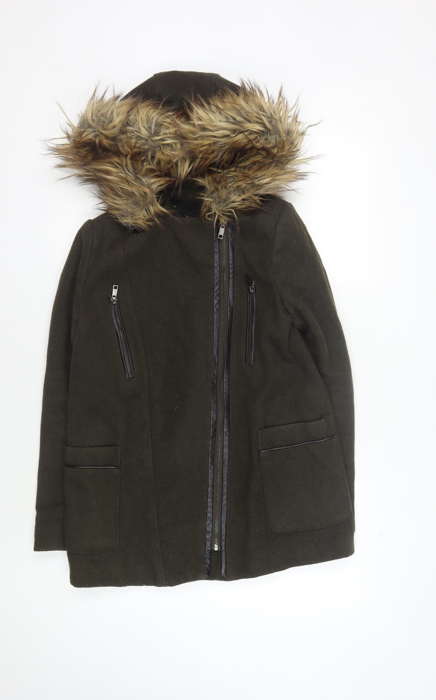 Womens UK Size 8 New Look Green Parka Coat