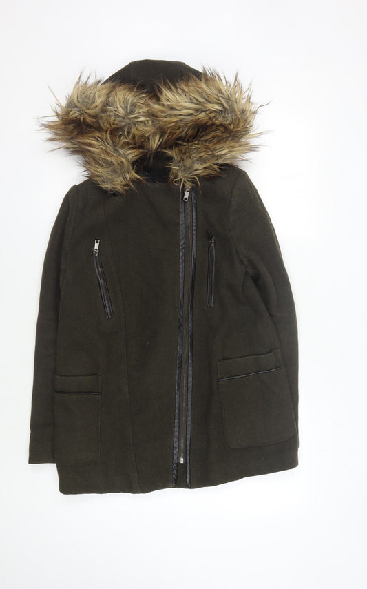 Womens UK Size 8 New Look Green Parka Coat