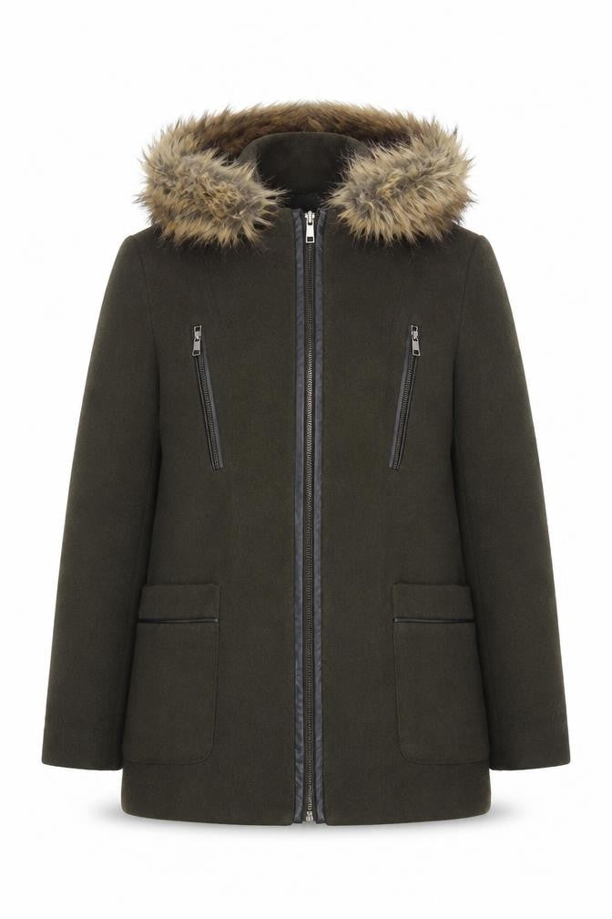 Womens UK Size 8 New Look Green Parka Coat