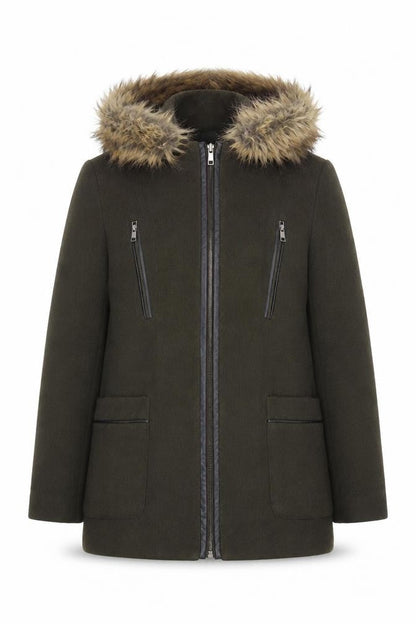 Womens UK Size 8 New Look Green Parka Coat