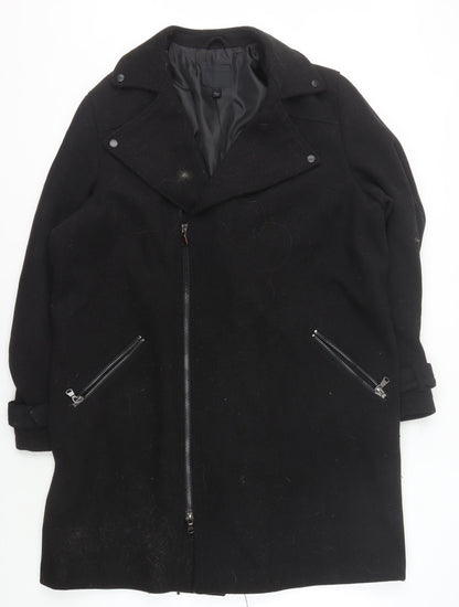 ASOS Men's Black Wool Motorcycle Jacket, L, Casual