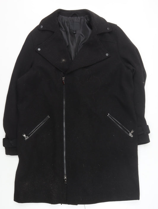 ASOS Men's Black Wool Motorcycle Jacket, L, Casual