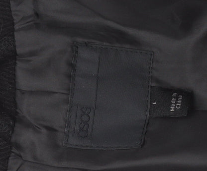 ASOS Men's Black Wool Motorcycle Jacket, L, Casual