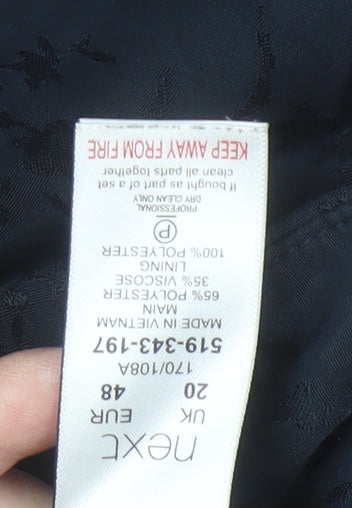 Next Women's Navy Blazer, UK Size 20, Single-Breasted