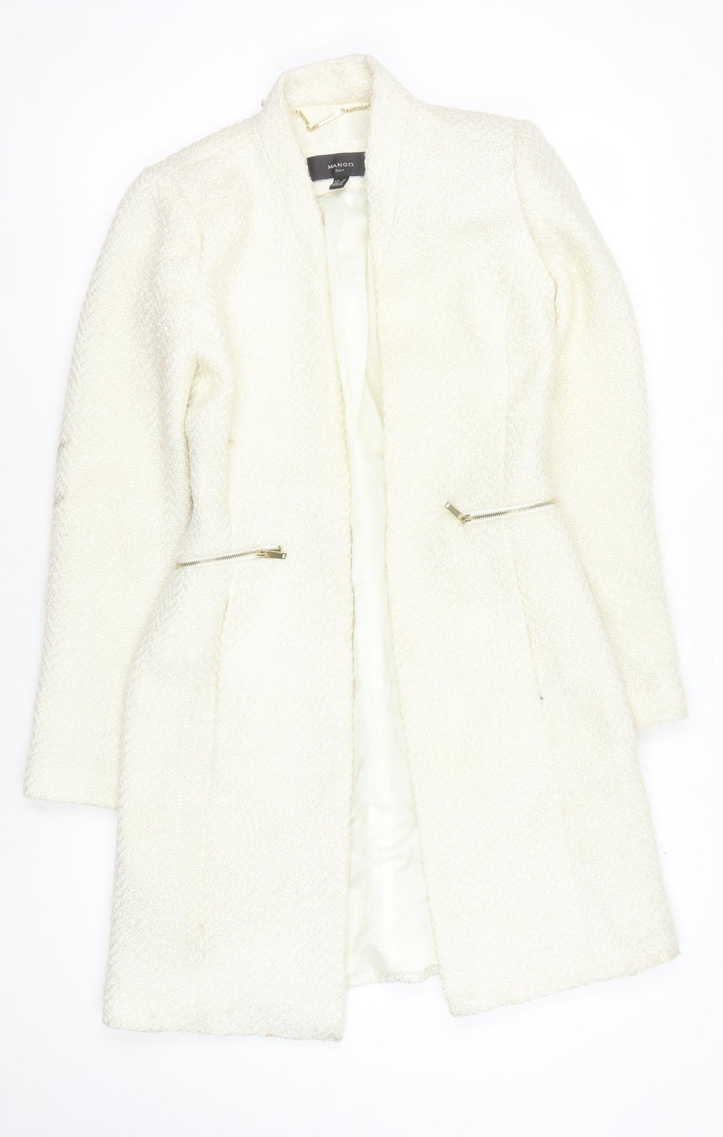 Womens UK Size XS Mango Ivory Basic Jacket