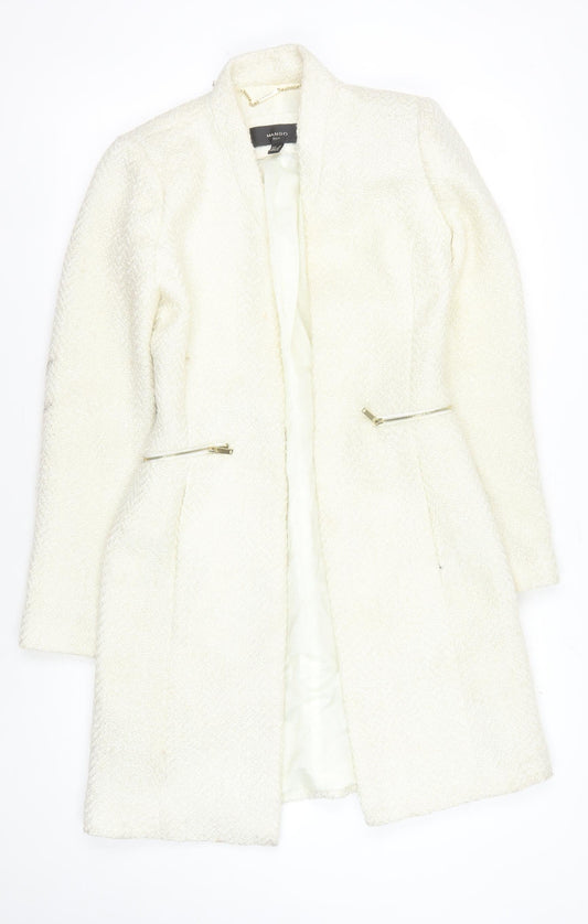 Mango Women's Ivory Jacket XS with Zipped Pockets