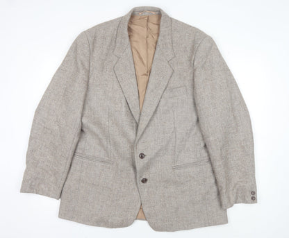 Trym Men's Beige Wool Blazer 46 Regular Herringbone