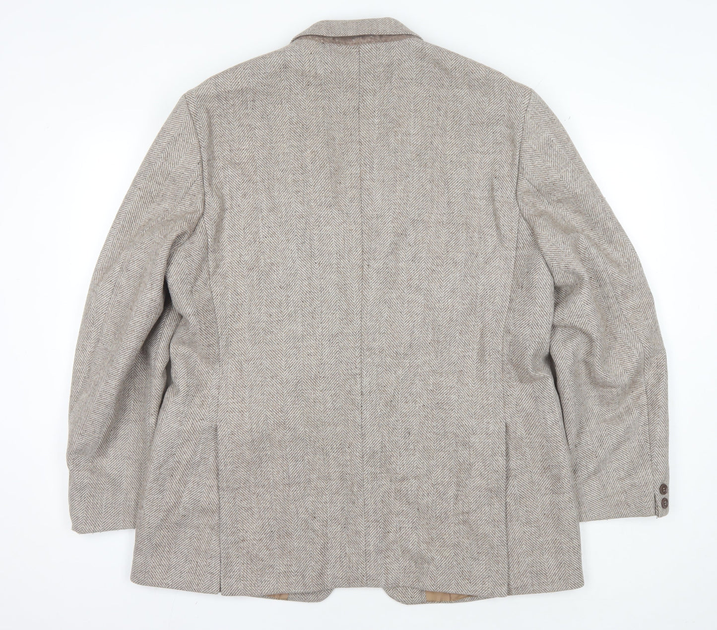 Trym Men's Beige Wool Blazer 46 Regular Herringbone