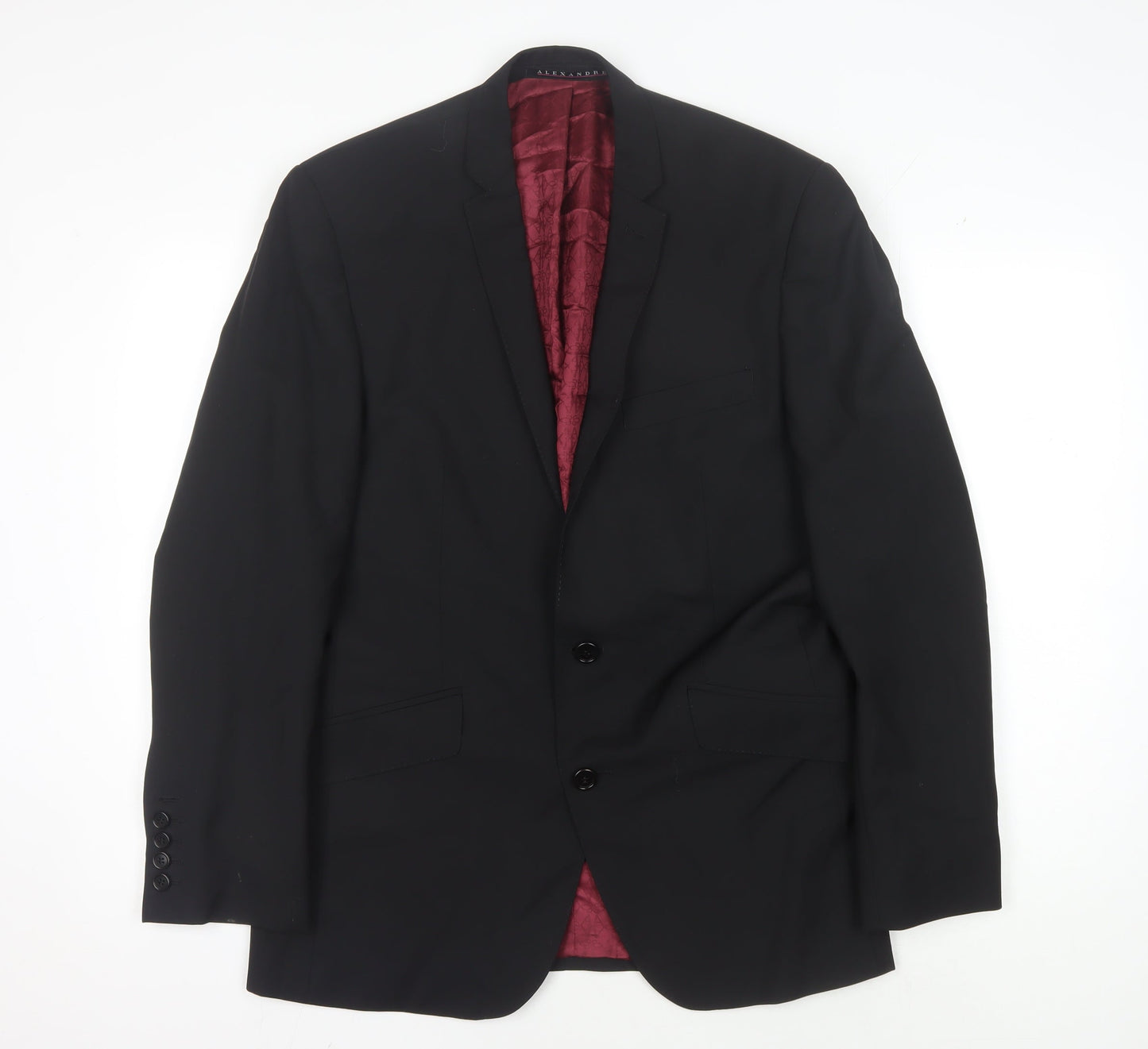 Alexandre Savile Row Men's Black Wool Blazer, Size 40R