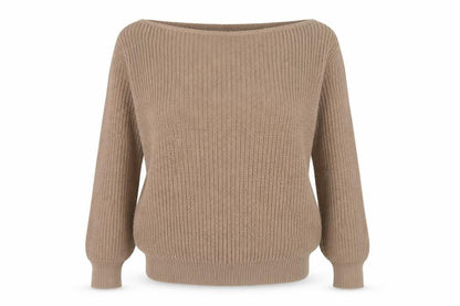 Boohoo Women's Beige Pullover Jumper, Size M, Boat Neck