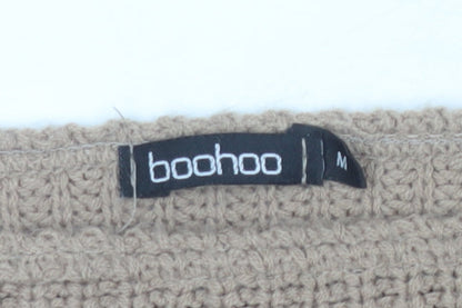 Boohoo Women's Beige Pullover Jumper, Size M, Boat Neck