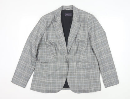 Marks and Spencer Women's Grey Check Blazer, Size 16