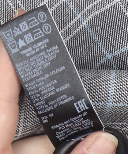 Marks and Spencer Women's Grey Check Blazer, Size 16