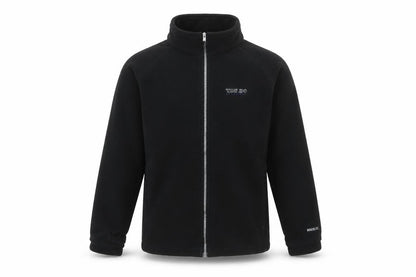 Front view of TOG24 boys’ black fleece jacket, size 13, outdoor activewear