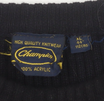 Champion Men's Black XL Pullover Sweater with Buttons