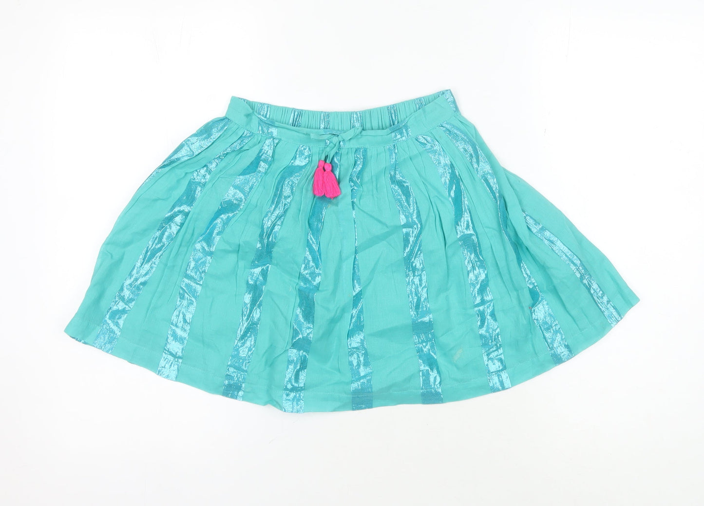 Boden Girls Blue Peasant Skirt 11-12 Years Tassel Accent