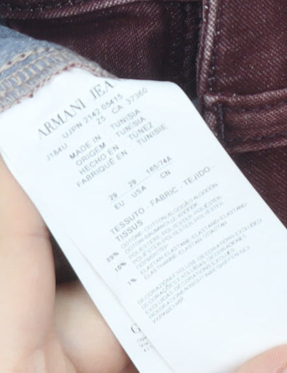 Armani Jeans Men's Red Denim Size 29, Logo Accent, 5-Pocket