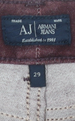 Armani Jeans Men's Red Denim Size 29, Logo Accent, 5-Pocket