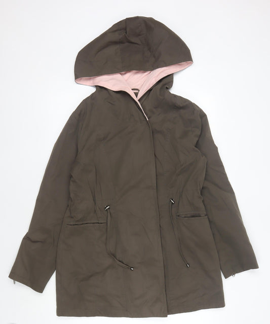 Laura Ashley Women's Brown Long Hooded Rain Coat Size 12