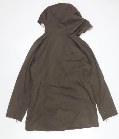 Laura Ashley Women's Brown Long Hooded Rain Coat Size 12