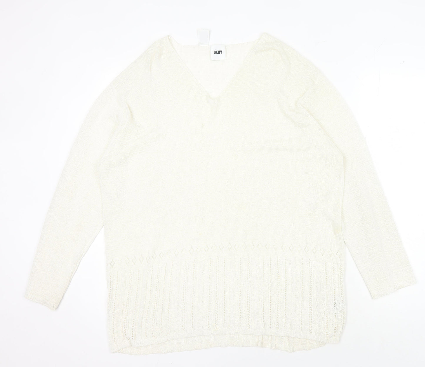 Womens UK Size L DKNY Ivory Pullover Jumper