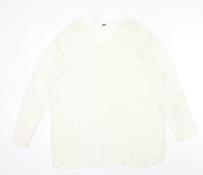 Womens UK Size L DKNY Ivory Pullover Jumper