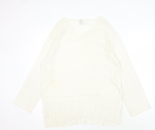 Womens UK Size L DKNY Ivory Pullover Jumper