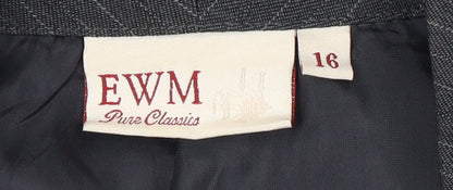 EWM Women's Grey Pinstripe Suit Jacket Size 16 Classic